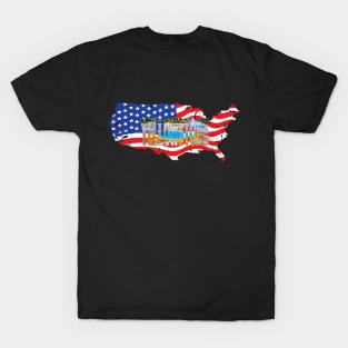 YELLOWSTONE - Prismatic Spring - Wyoming USA Flag T-Shirt